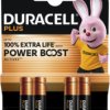 Alkali manganese-battery, 1.5 V, LR03, AAA, round cell, surface contact, DURACELL PLUS POWER BOOST AAA4