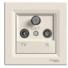 ASFORA Gniazdo antenowe R/TV/SAT przelotowe (8dB) kremowe z ramką EPH3500323 SCHNEIDER ELECTRIC