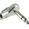 6.35mm Right Angle Stereo Jack Plug Audio Connector 3 Pole Metal