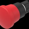 Mushroom pushbutton, pull release, unlit, latching, waistband round, red, front ring black, mounting Ø 22.3 mm, 45-2C37.1920.000