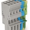 Socket header, 6 pole, pitch 5 mm, straight, green-yellow/blue/gray, 769-106/000-038