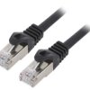 Patch cord S/FTP, Cat 6a, RJ45 wtyk z obu stron, linka, Cu, 0,5m PP6A-LSZHCU-BK-0.5M
