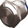 Vandal-proof pushbutton, 1 pole, silver, unlit , 2 A/36 V, mounting Ø 19 mm, IP65, PAV19ANFW0N