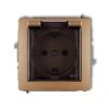 DECO Gniazdo bryzgoszczelne z/u SCHUKO (klapka dymna) złoty metalik 8DGPB-1sdp