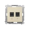 SIMON 55 Gniazdo teleinformatyczne RJ45 kat. 5e + telefoniczne RJ12 szampański mat T5F.01/144 KONTAKT SIMON