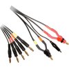 Kelvin measuring lead with (4 mm banana plug, straight) to (2 x pliers + 1 ground clip), 0.65 m, black, CAT I, 974340000