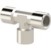 T connector, 60 bar, brass, nickel-plated, for pipe systems, 112765