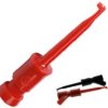 Chwytak pomiarowy; KLEPS2-BU 973 501 101; haczykowy; 3,5mm; czerwony; 66mm; wtykany (gniazdo bananowe 2mm); 6A; 60V; mosiądz zło