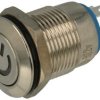 Przełącznik; przyciskowy; PBW-12BPW; OFF-(ON); 1 tor; podświetlenie LED 12V; czerwony; symbol power; monostabilny; na panel; 2A;