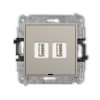 Mini Mechanizm Gniazda Podwójnego 2Xusb A-A 2.0, Bez Pola Opisowego Taupe...