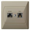 AKCENT Gniazdo komputerowo-telefoniczne RJ 45 kat. 5e (8-stykowe) + RJ 11 (4-stykowe) beżowy GPKT-A/F/01 OSPEL
