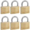 Master Lock 140EURSIX Solid Brass 40mm Padlock 4-Pin - Keyed Alike x 6
