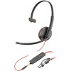 HP Poly 8X227A6 Blackwire 3215 Monaural USB-C Headset +3.5mm Plug +USB-C/A Adap