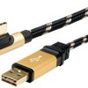 Kabel ROLINE GOLD USB 2.0, USB A ST odwracalny - USB C ST kątowy, 0,8 m