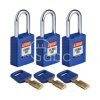 Kłódka LOTO SafeKey nylonowa, szekla stalowa 38 mm, niebieska (3 szt.), 150317