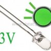 LED 5mm migająca zielona clear; 30mcd; Uf= max 3V