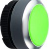 Pushbutton, illuminable, groping, waistband round, green, front ring silver, mounting Ø 22.3 mm, 1.30.270.021/2500