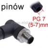 Kątowe złącze czujnika 5 pinów; wtyk męski M12 PG7