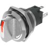 Selector switch, illuminable, latching, 1 Form C (NO/NC), waistband round, red, front ring silver, 90°, mounting Ø 22 mm, 82-611