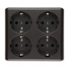 Simon 54 Gniazdo poczwórne Schuko natynkowe z przesłonami wersja skandynawska antracyt EGSZ4NZ/48
