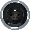 BERKER R.1/R.3 Gniazdo z uzieminiem z podświetleniem orientacyjnym LED czarny 6765102045 HAGER