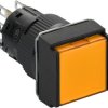 Pushbutton, illuminable, groping, 1 Form C (NO/NC), waistband square, orange, front ring black, mounting Ø 16 mm, XB6ECW8B1P