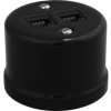 Gniazdo LAN natynkowe 2xRJ45 kat.5e Retro ceramic, czarne