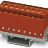 Distribution block, push-in connection, 0.2-6.0 mm², 18 pole, 32 A, 6 kV, red, 3273574
