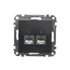 Gniazdo komputerowe podwójne RJ45 kat. 5e STP, czarny antracyt, Sedna Design i Elements SDD114452S