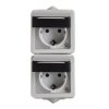 TEKNO IP54 szaro/czar.gniazdo 2x2p/Sz pion Kanlux