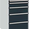 Manuflex TP1141.7016 Szafka BASETEC stacjonarna, wysokość użytkowa 700 mm z 5 szufladami, w kolorze antracytowym RAL 701