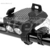 Latarka rowerowa 4w1 klakson, uchw. tel., PowerBan
