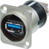Feed through, USB socket type B 3.0 to USB socket type A 3.0, straight, NAUSB3