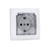 SIMON 15 Gniazdo z uziemieniem schuko wersja IP44 klapka transparentna zaciski śrubowe biały 1591450-030 KONTAKT SIMON