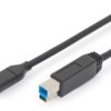 USB 3.0 connection cable, USB plug type C to USB plug type B, 1.8 m, black, AK-300149-018-S