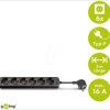 96050 Steckdosenleiste 6-fach, 3 m, Schwarz