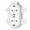 Gniazdo elektryczne Schuko podwójne, montaż natynkowy, kolor biały, seria Retro PRL