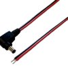 DC connection cable, 500 mm, red/black, plug 2.1 x 5.5 mm, angled to open end, 075148