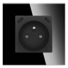 Gniazdko pojedyncze z bolcem, 2x USB-C 20W - watomierz - ZigBee - szklana ramka - czarny - Tawoia Glass