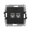 ICON Mechanizm gniazda komputerowego podwójnego 2xRJ45, kat. 6, ekranowane, 8-stykowy, bez pola opisowego czarny mat 12IGKBO-6