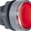 Pushbutton, for universal LED, illuminable, waistband round, red, front ring light gray, mounting Ø 22 mm, ZB5AA48C0