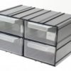 SZUF-PX-4 Regał z tworzywa 125x230x140mm - czarny - 4 szufladki przezroczyste