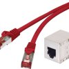 Renkforce RF-3828966 RJ45 Kabel sieciowy, kabel krosowy CAT 6 S/FTP 0.25 m czerwony z zaczepami blokującymi, styki pozła