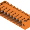 Pin header, 8 pole, pitch 3.5 mm, angled, orange, 1607100000