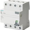 RCCB, Typ AC, 4-biegunowy, 63A, 30mA, Siemens, 5SV4346 SENTRON 400V ac