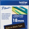 TZE-344 Laminated labelling tape, gold on black, 18 mm