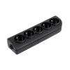 Gniazdo przedłużacza x 5 z uziemieniem czarne GN-50-2