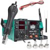 Stacja lutownicza Yihua 853D 800W 5w1: Hot air + kolbowa + zasilacz 1A 0-15V RF + miernik napięcia + tester RF
