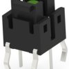 Short-stroke pushbutton, Form A (N/O), 50 mA/12 VDC, illuminated, green/yellow, actuator (brown, L 2.2 mm), 0.98 N, THT, 1-22138