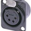 XLR panel socket, 4 pole, silver-plated, 1.5 mm², AWG 16, zinc die casting, NC4FD-L-BAG-1